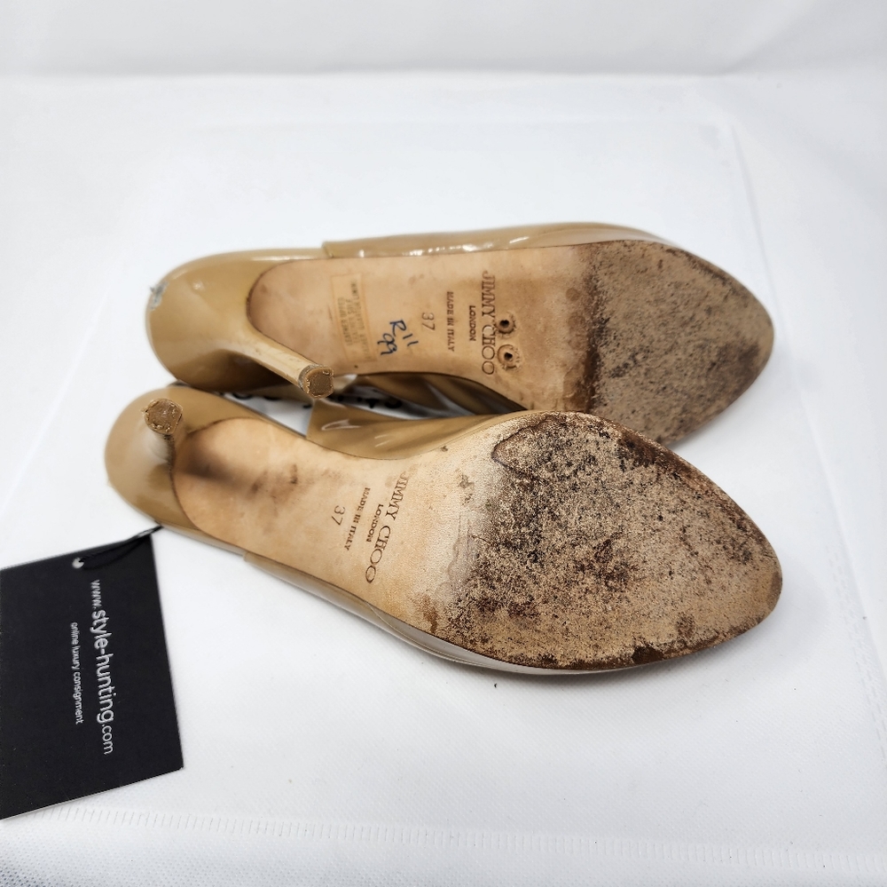 Jimmy Choo Nude Patent Pumps 37 - Picture 10 of 10